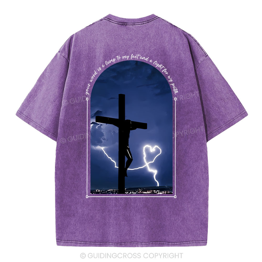 God Word Is A Light For My Path Christian Washed T-Shirt