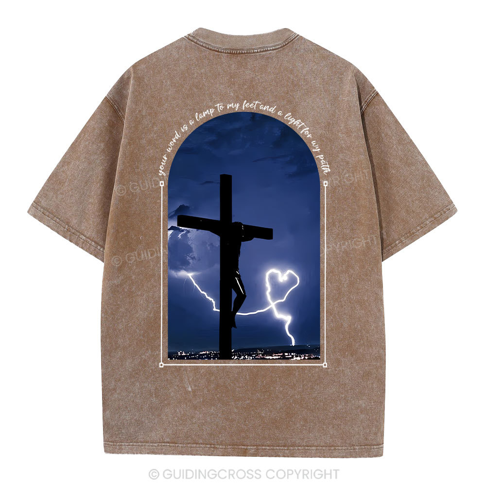 God Word Is A Light For My Path Christian Washed T-Shirt