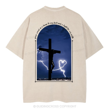 God Word Is A Light For My Path Christian Washed T-Shirt