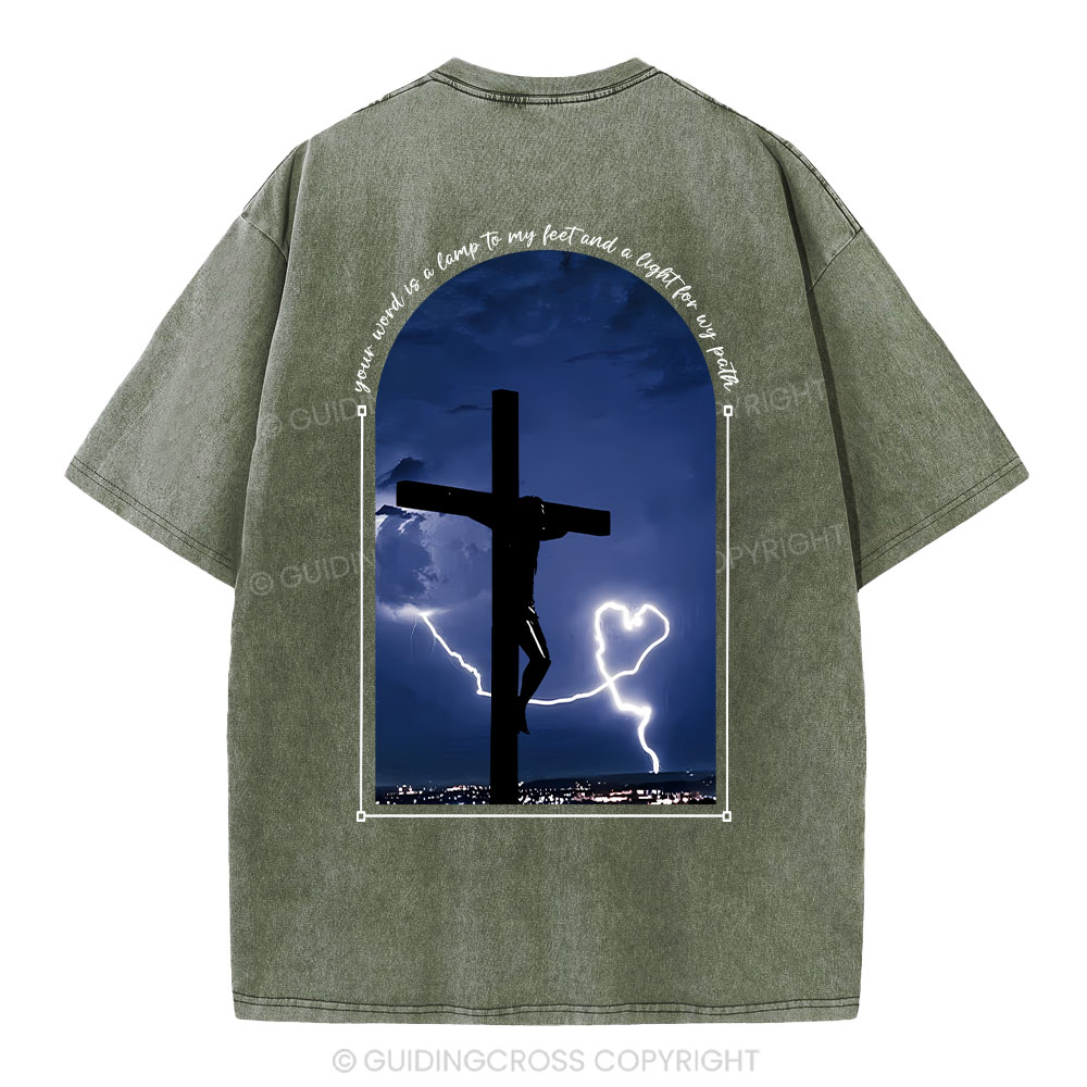 God Word Is A Light For My Path Christian Washed T-Shirt