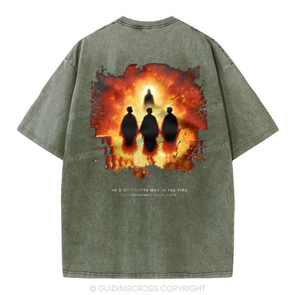 He Is My Fourth Man In The Fire Christian Washed T-Shirt