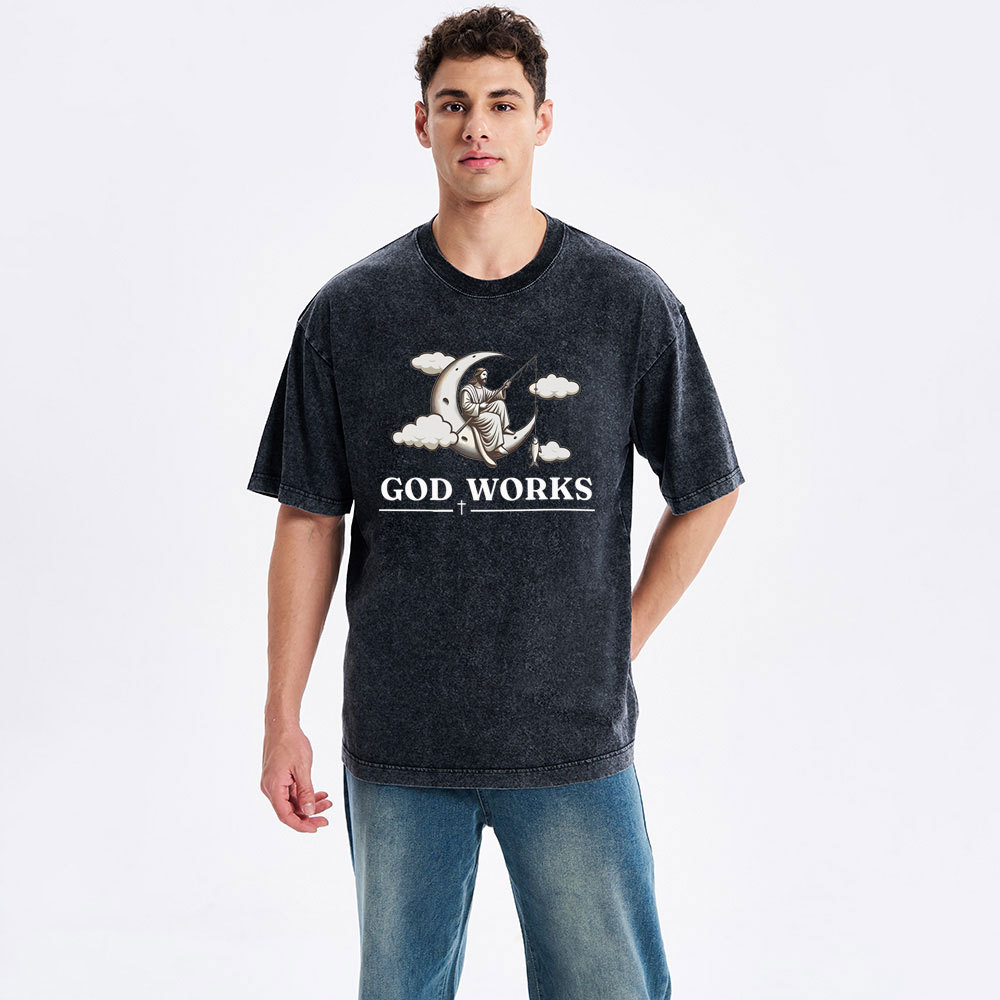 God Works Christian Washed T-Shirt