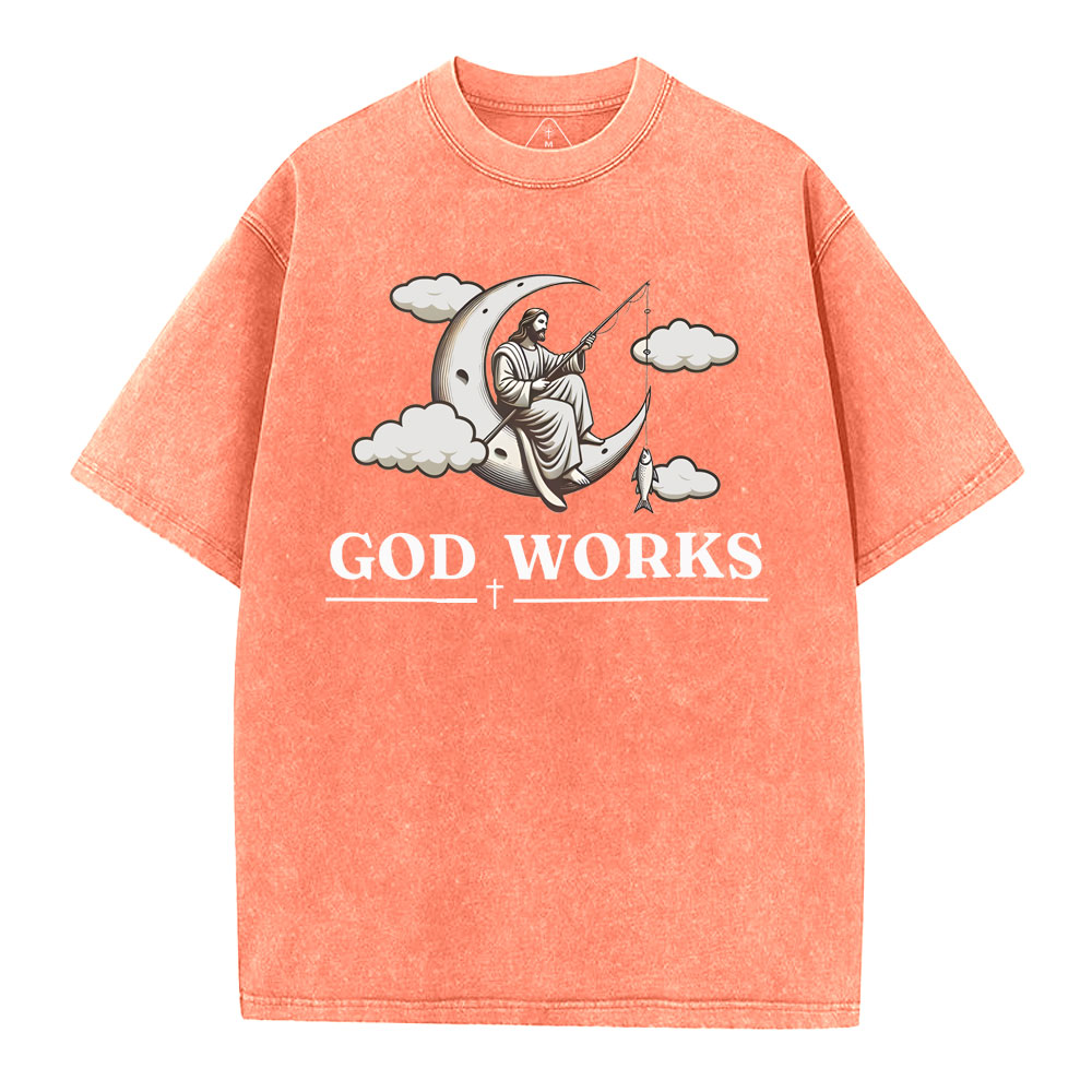 God Works Christian Washed T-Shirt