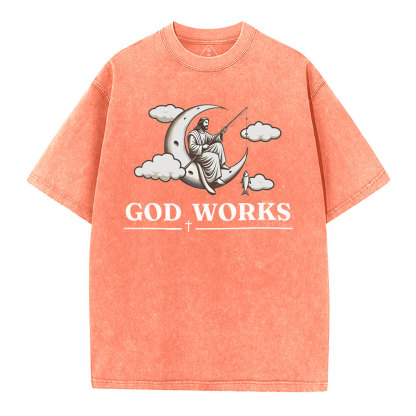 God Works Christian Washed T-Shirt