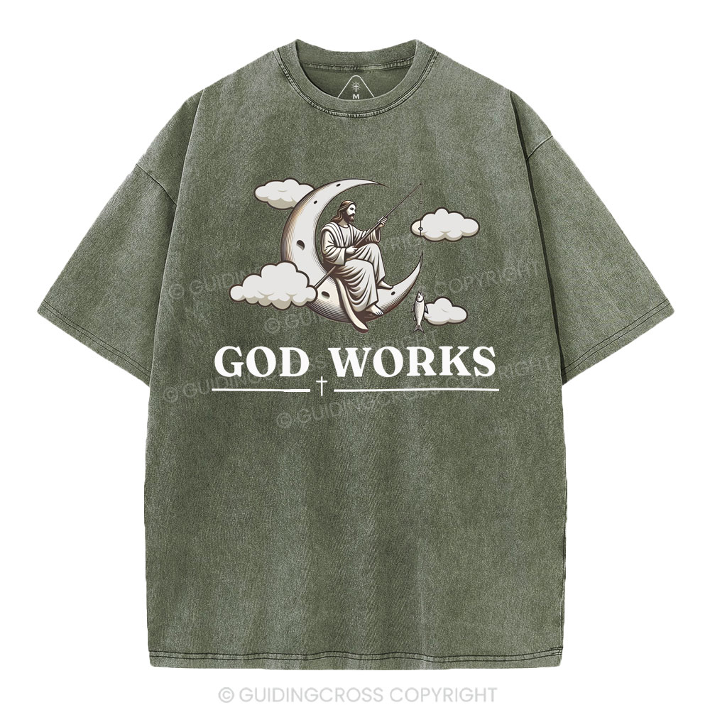 God Works Christian Washed T-Shirt