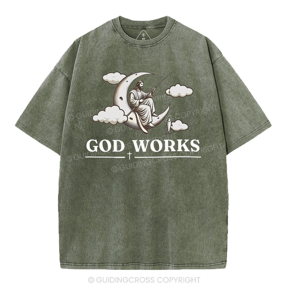 God Works Christian Washed T-Shirt