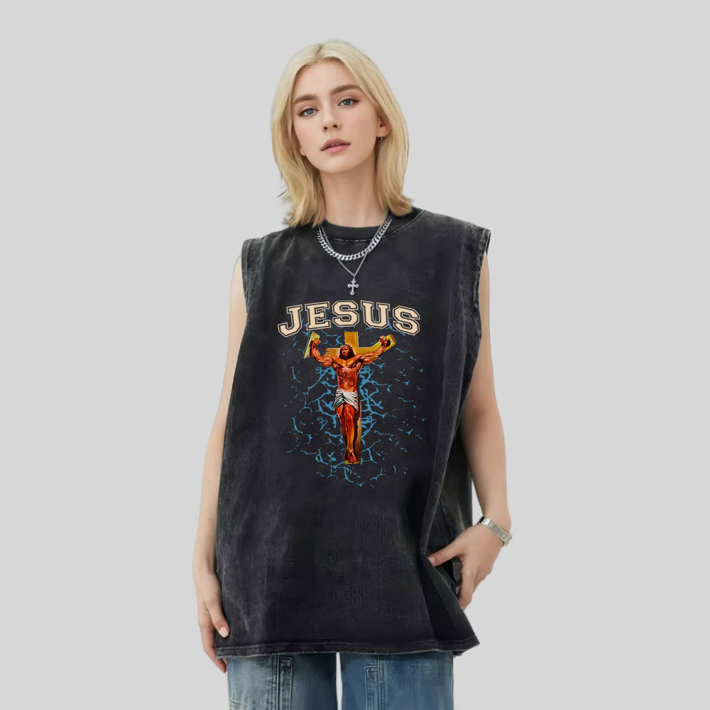 God Works Christian Washed Tank Top Christian Washed Tank Top