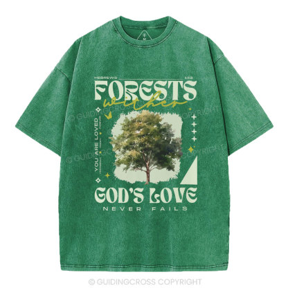 God'd Love Never Fails Christian Washed T-Shirt
