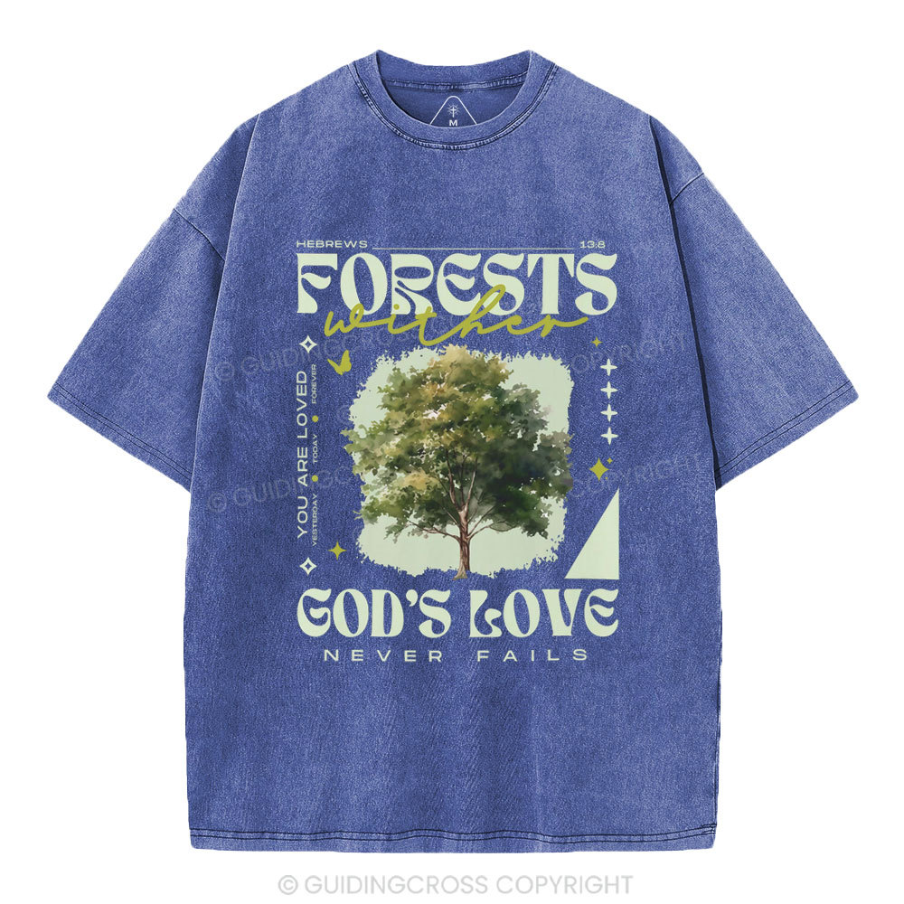 God'd Love Never Fails Christian Washed T-Shirt
