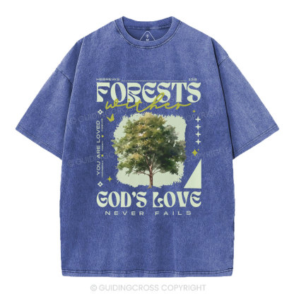 God'd Love Never Fails Christian Washed T-Shirt