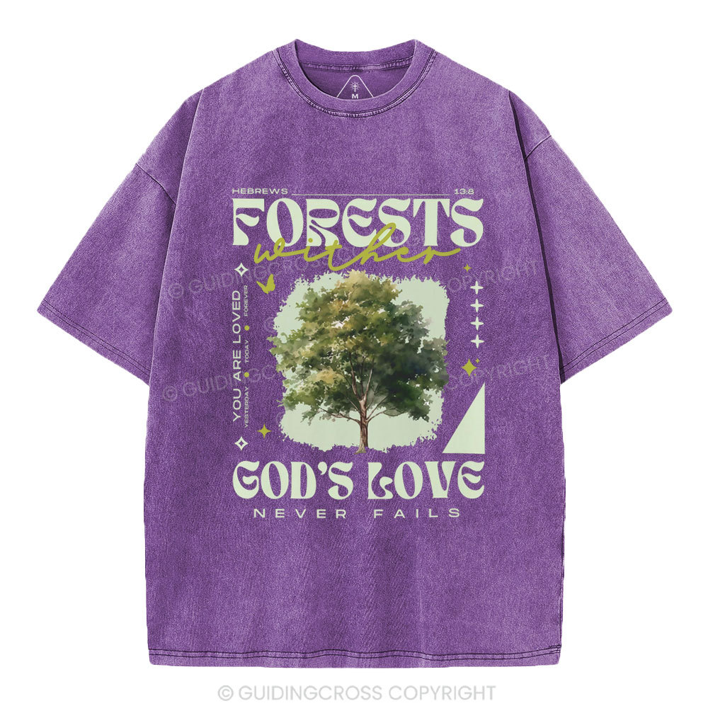 God'd Love Never Fails Christian Washed T-Shirt