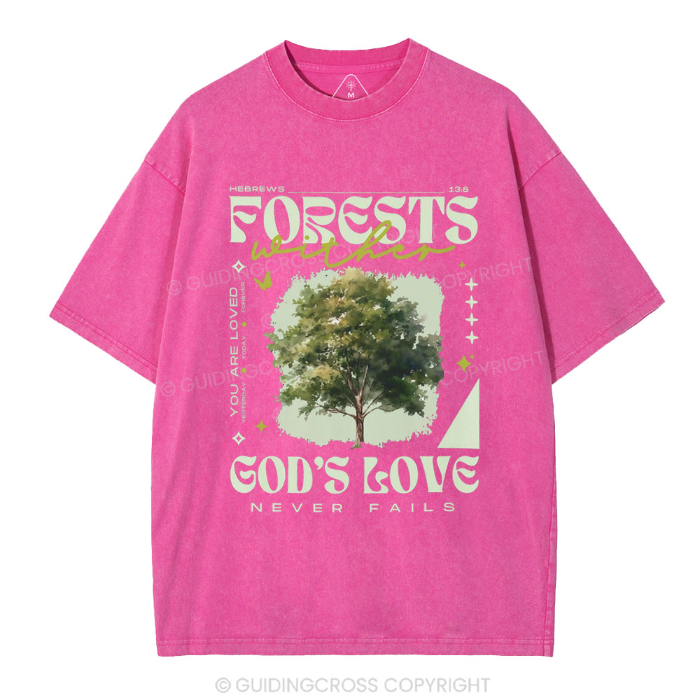 God'd Love Never Fails Christian Washed T-Shirt