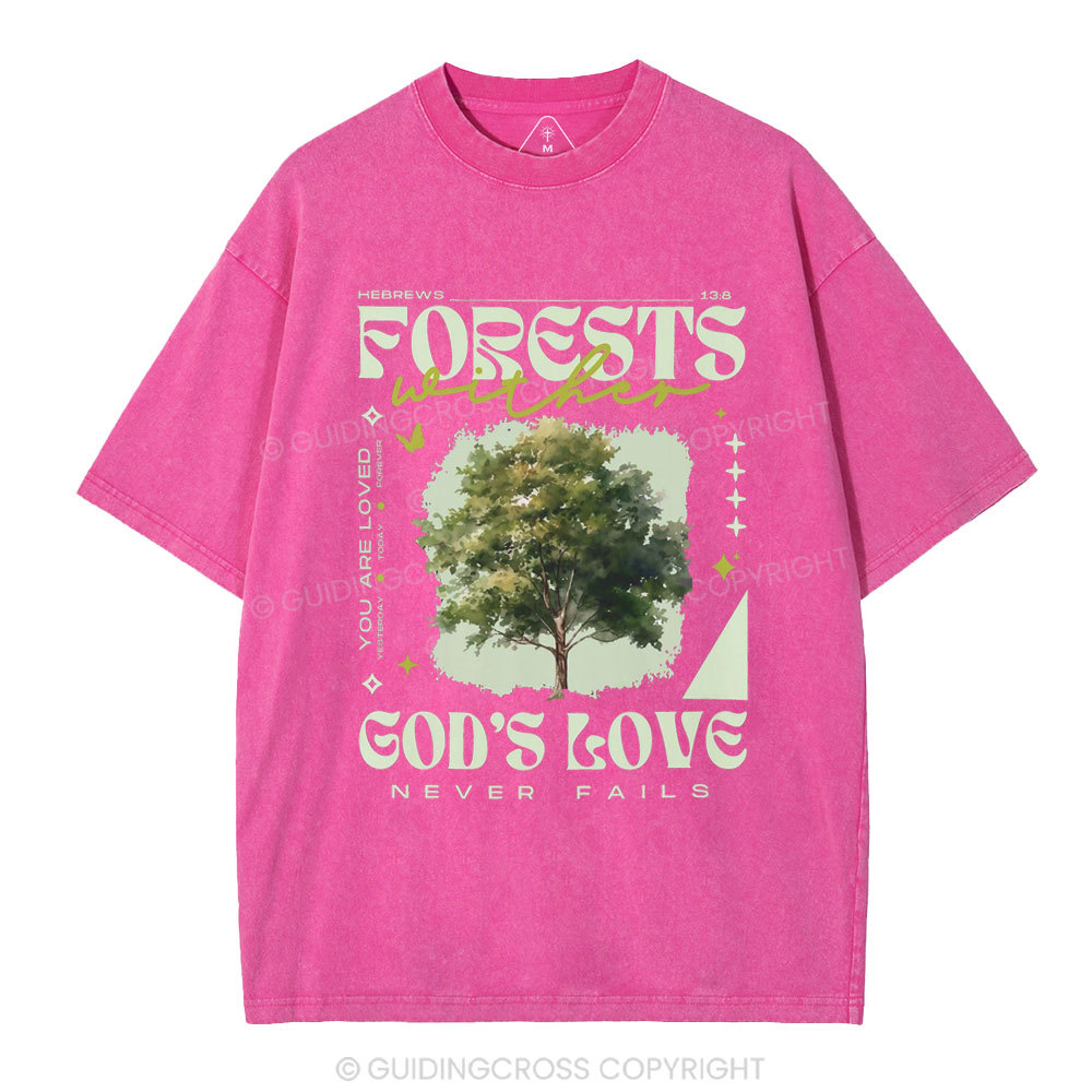 God'd Love Never Fails Christian Washed T-Shirt
