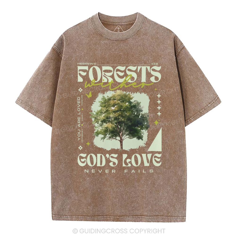 God'd Love Never Fails Christian Washed T-Shirt