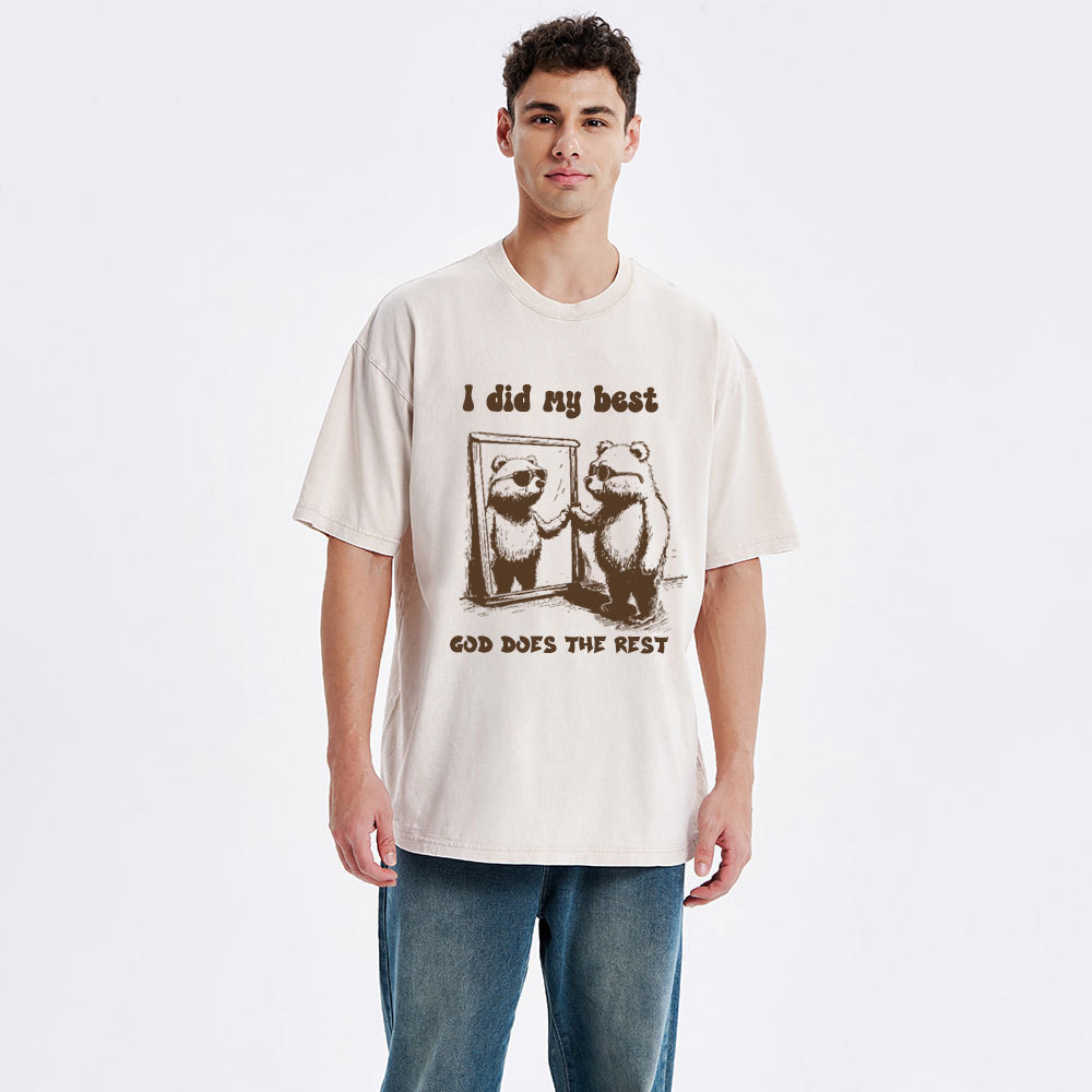 God does the rest Christian Washed T-Shirt