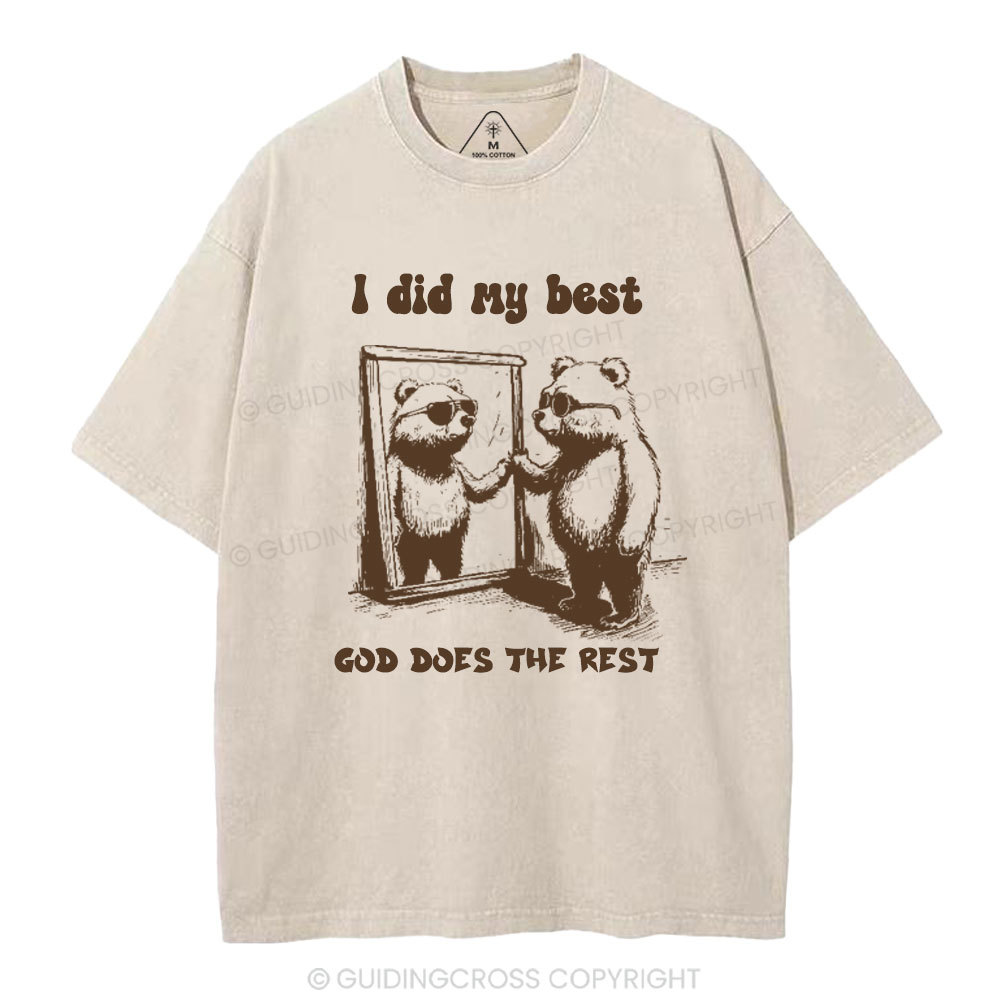 God does the rest Christian Washed T-Shirt