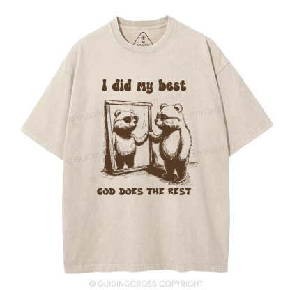 God does the rest Christian Washed T-Shirt