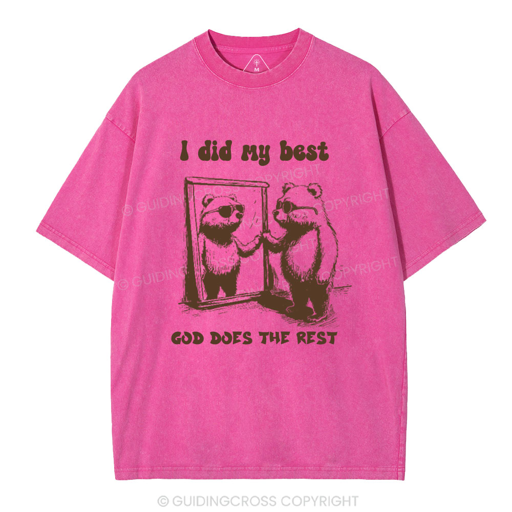 God does the rest Christian Washed T-Shirt