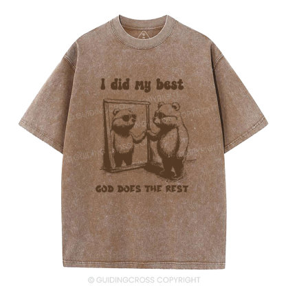 God does the rest Christian Washed T-Shirt
