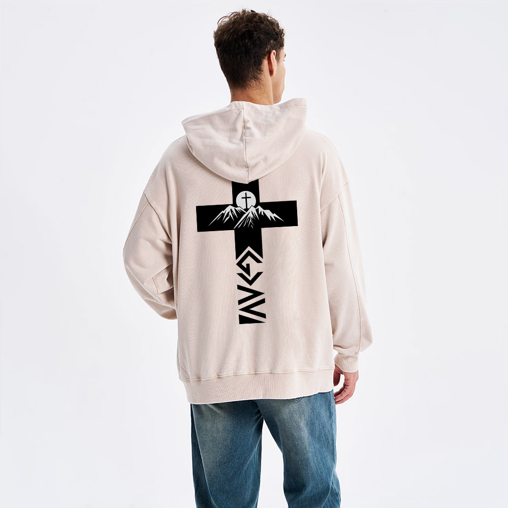 God is Greater Than Highs and Lows Christian Washed Hoodie