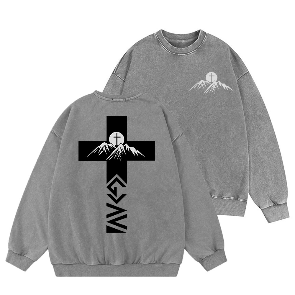 God is Greater Than Highs and Lows Christian Washed Sweatshirt