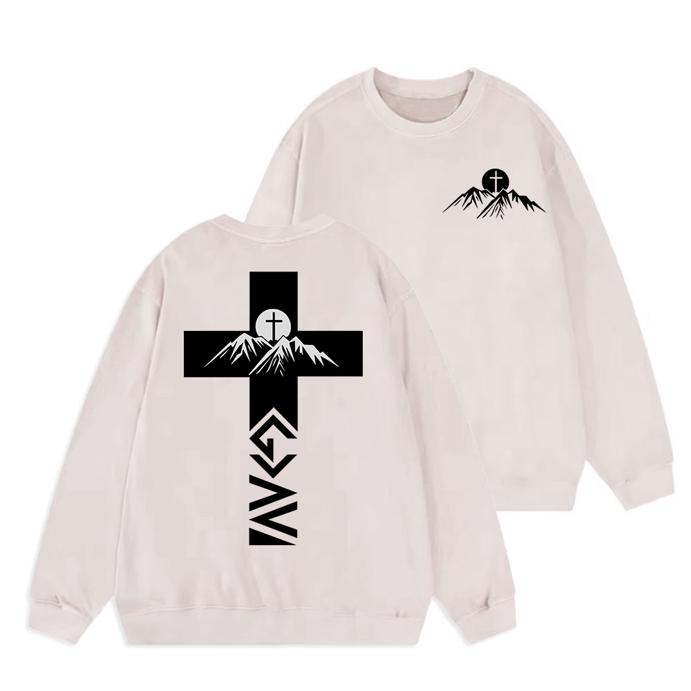 God is Greater Than Highs and Lows Christian Washed Sweatshirt