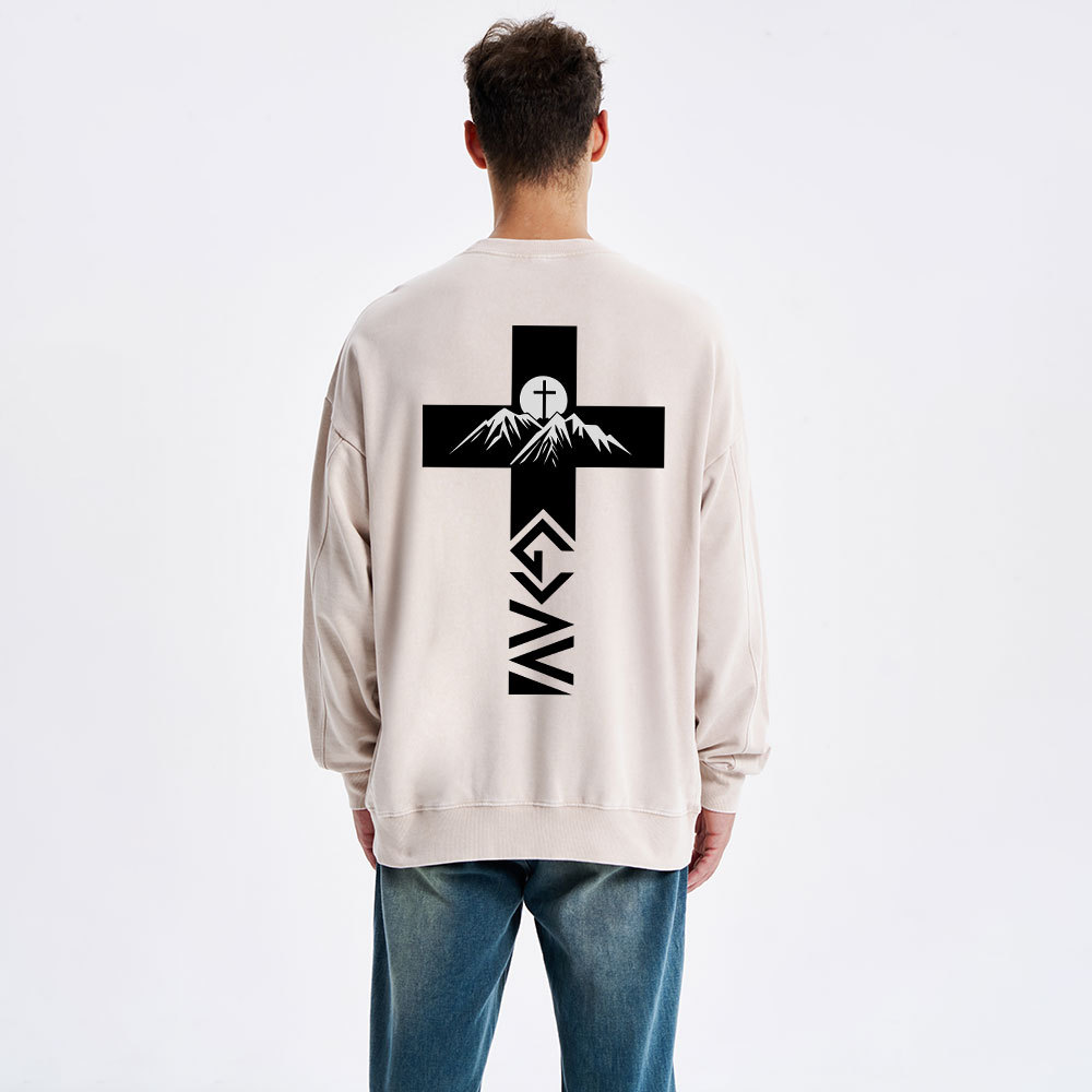 God is Greater Than Highs and Lows Christian Washed Sweatshirt