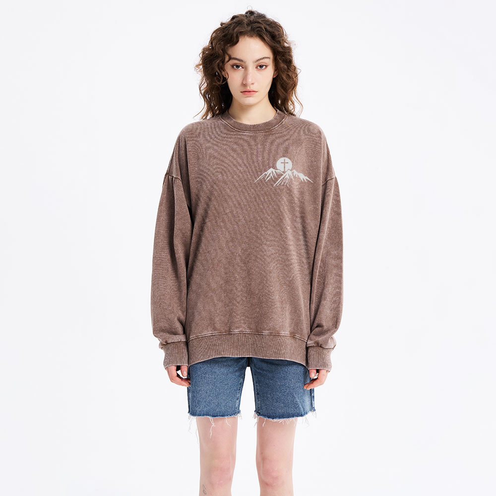 God is Greater Than Highs and Lows Christian Washed Sweatshirt