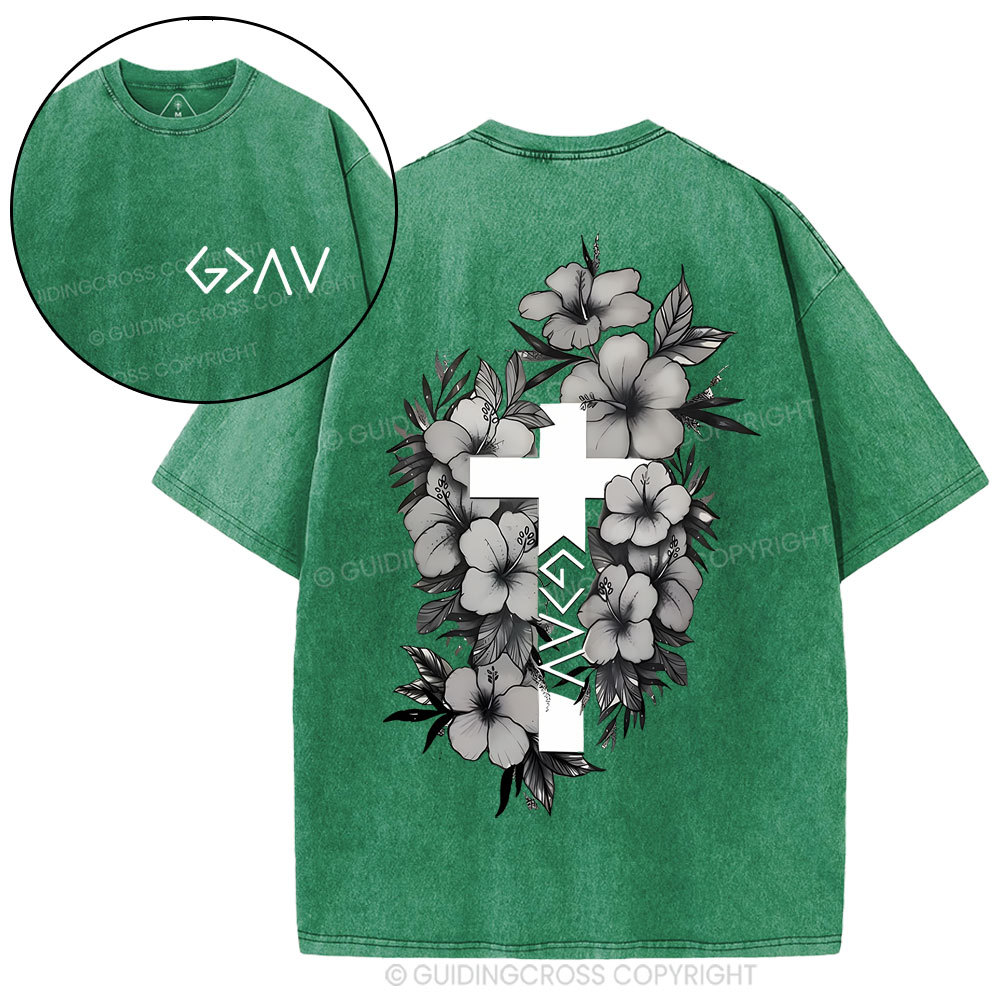 God is greater than the highs and lows Christian Washed T-Shirt