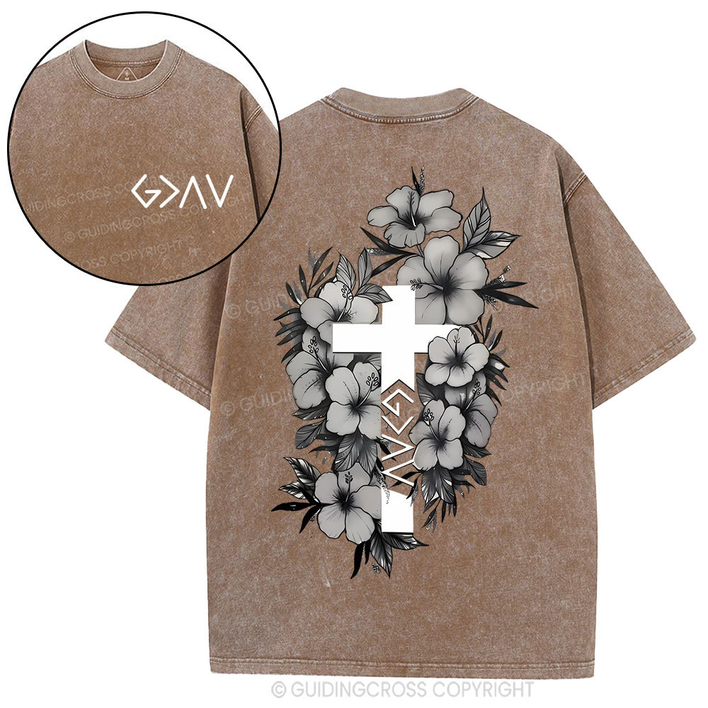 God is greater than the highs and lows Christian Washed T-Shirt
