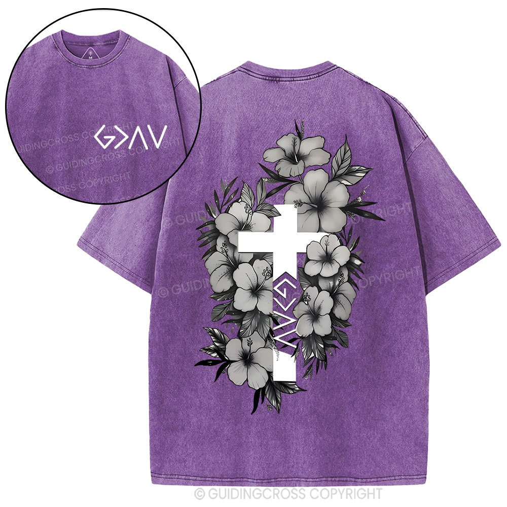 God is greater than the highs and lows Christian Washed T-Shirt