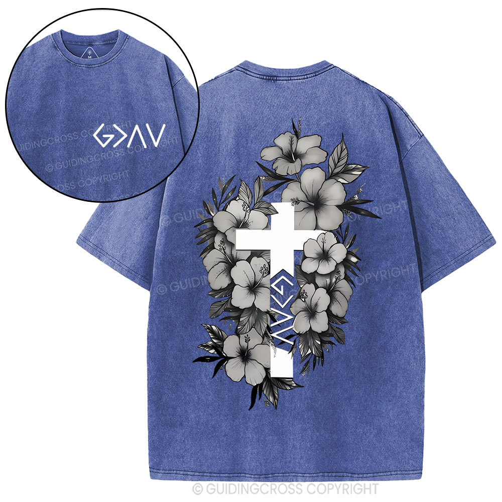 God is greater than the highs and lows Christian Washed T-Shirt