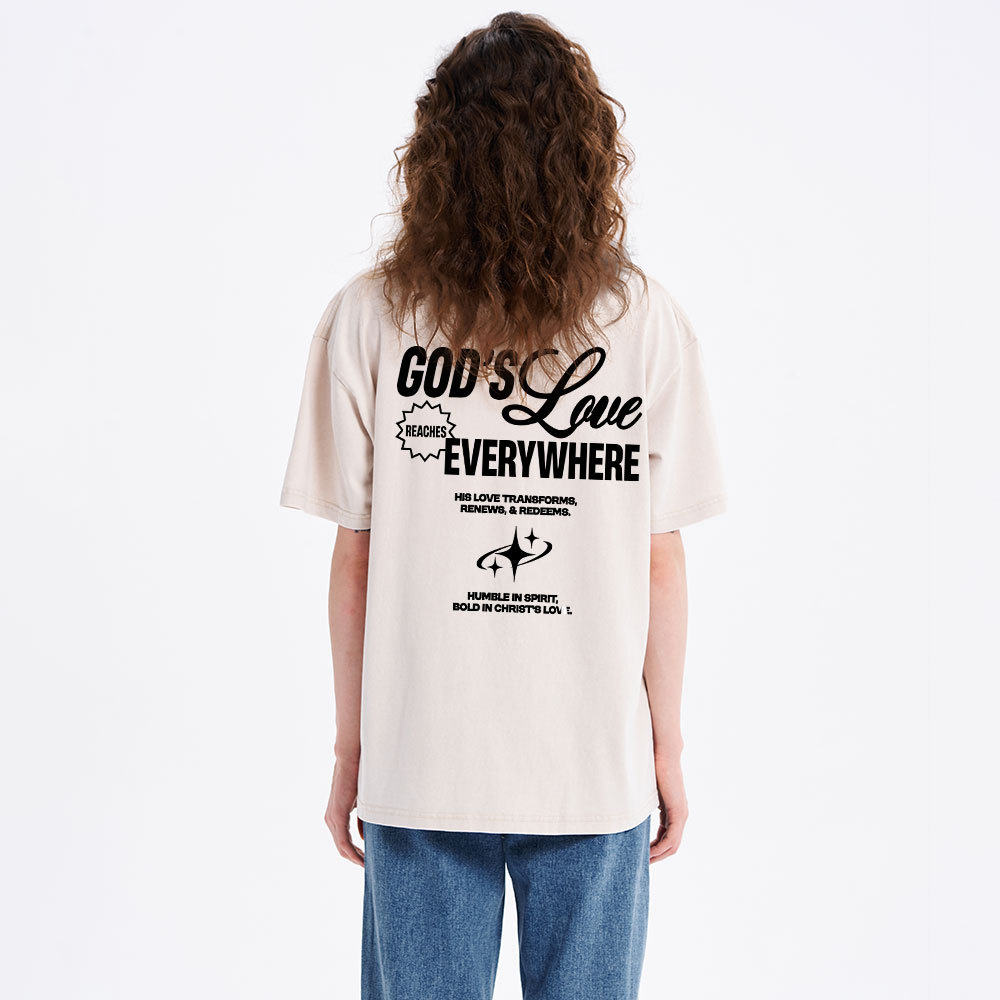 God's Love Reaches Everywhere Christian Washed T-Shirt