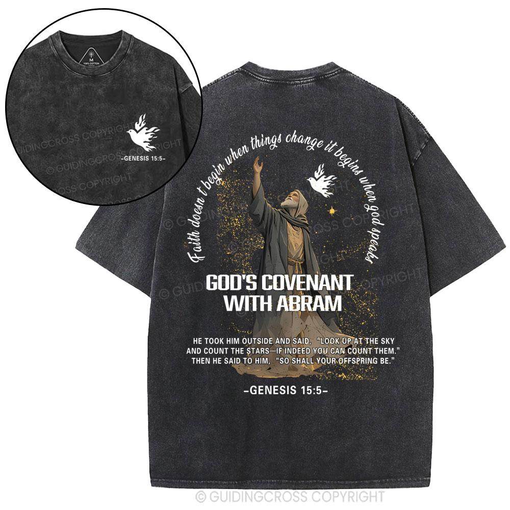 God's Covenant With Abram  Christian Washed T-Shirt