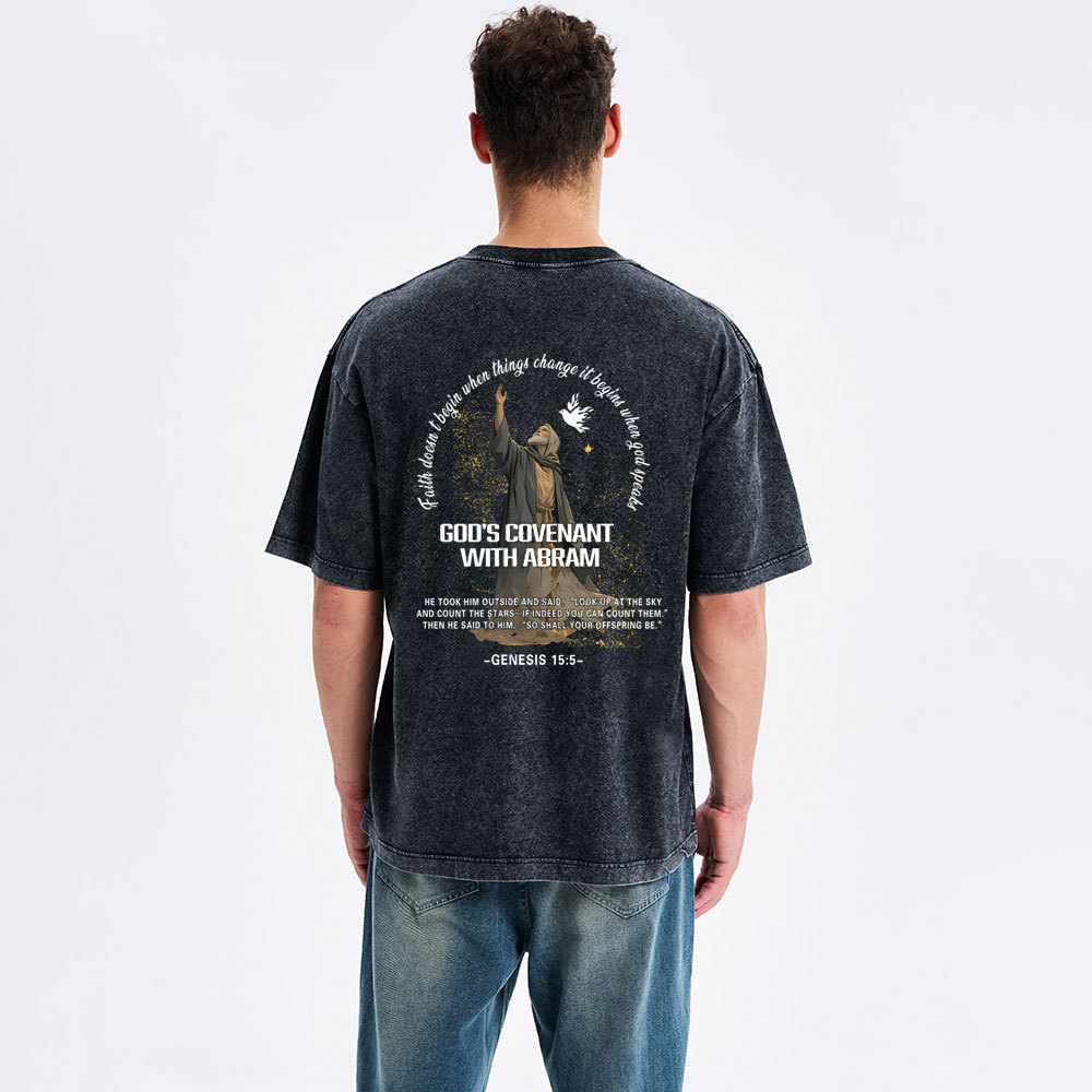 God's Covenant With Abram  Christian Washed T-Shirt