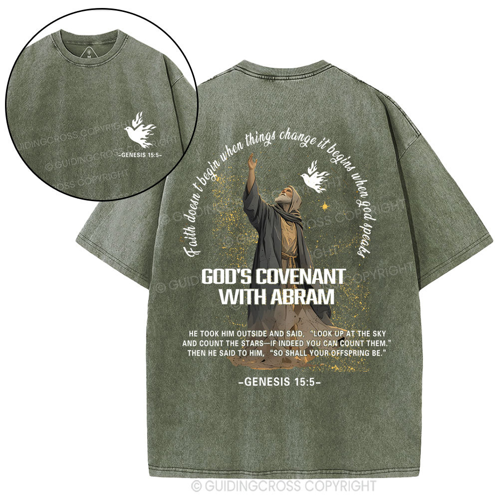 God's Covenant With Abram  Christian Washed T-Shirt