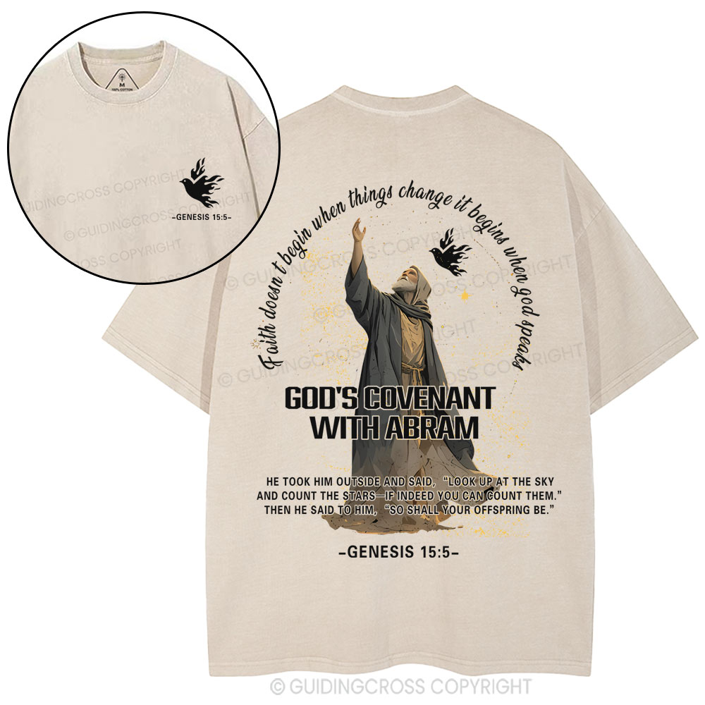 God's Covenant With Abram  Christian Washed T-Shirt