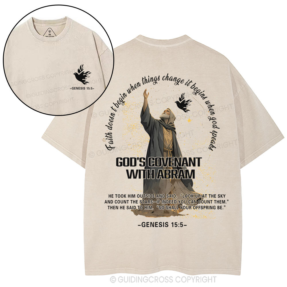God's Covenant With Abram  Christian Washed T-Shirt