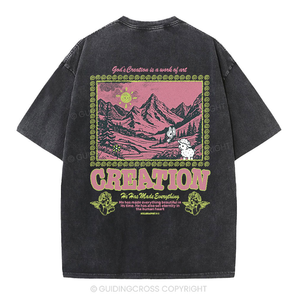 God's Creations Is A Work Of Art Christian Washed T-Shirt