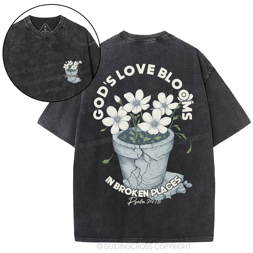 God's Love Blooms Christian Washed T-Shirt