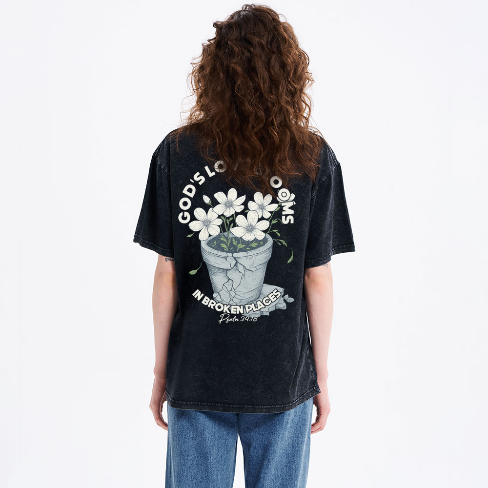 God's Love Blooms Christian Washed T-Shirt
