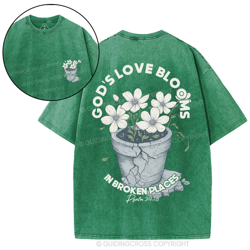 God's Love Blooms Christian Washed T-Shirt