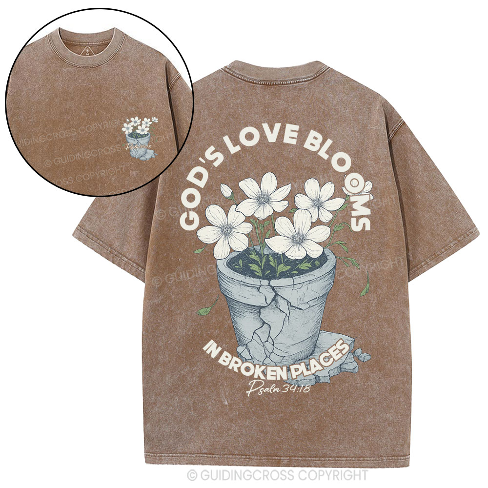 God's Love Blooms Christian Washed T-Shirt