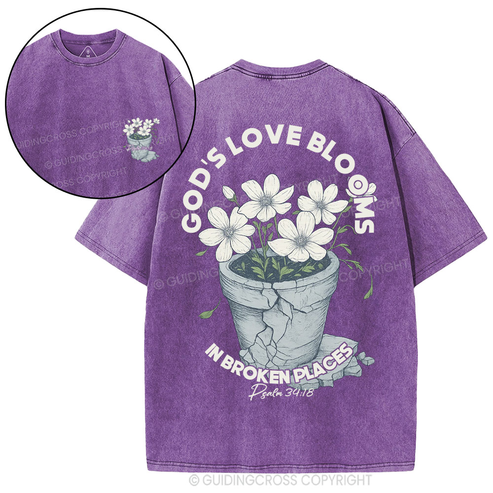 God's Love Blooms Christian Washed T-Shirt