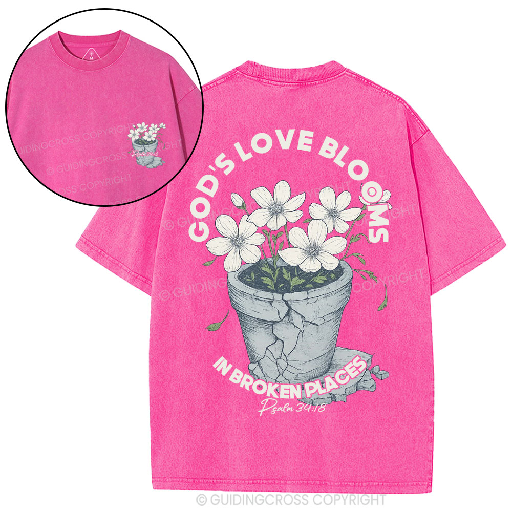 God's Love Blooms Christian Washed T-Shirt