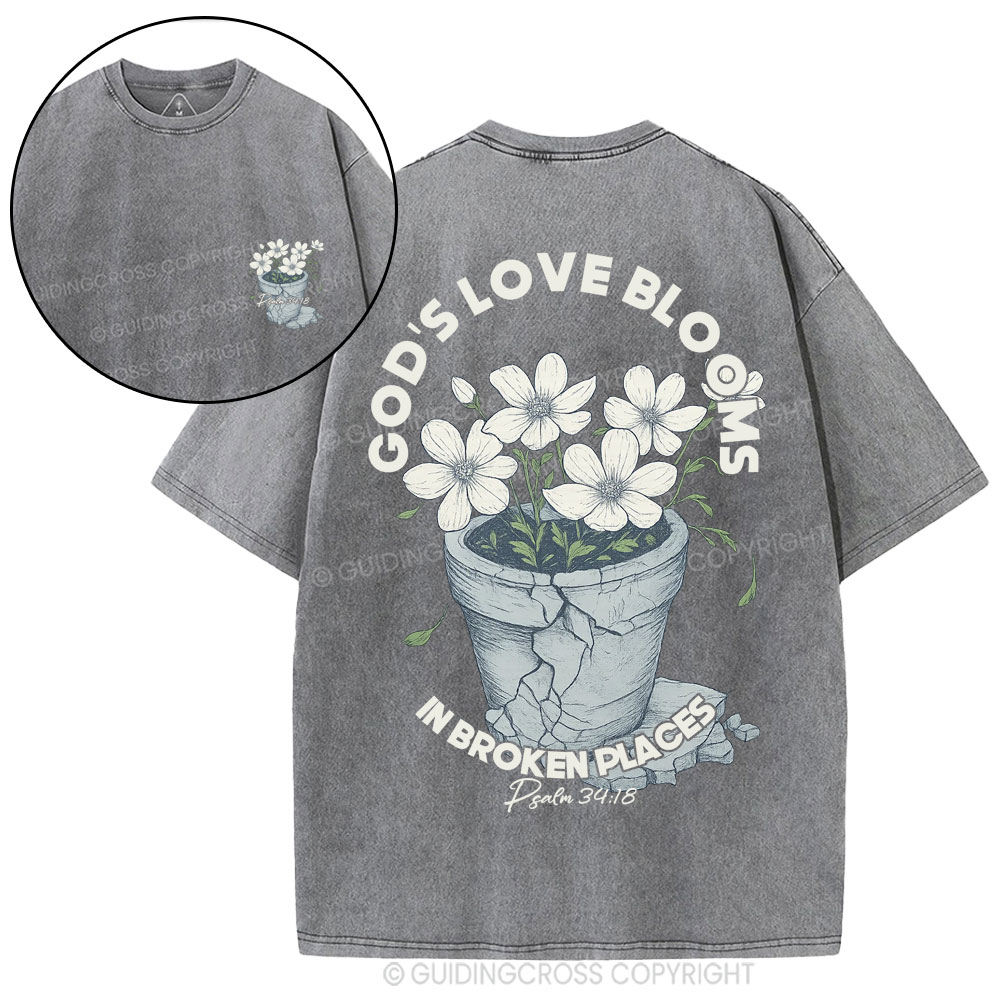 God's Love Blooms Christian Washed T-Shirt