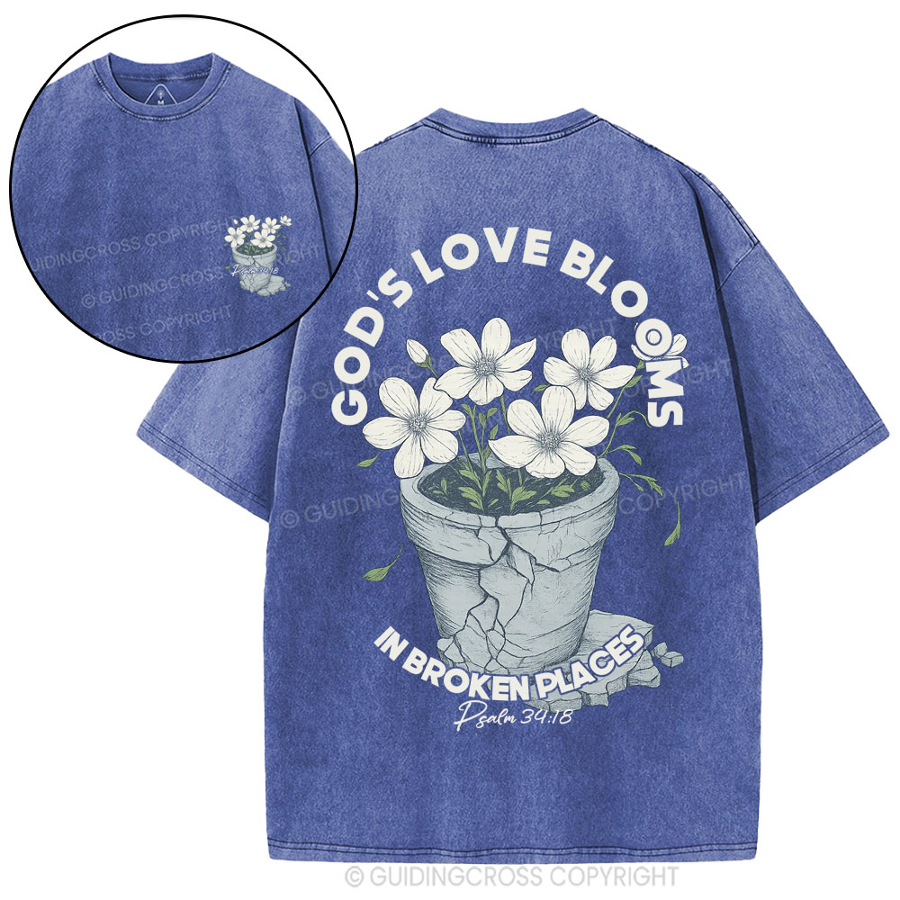 God's Love Blooms Christian Washed T-Shirt