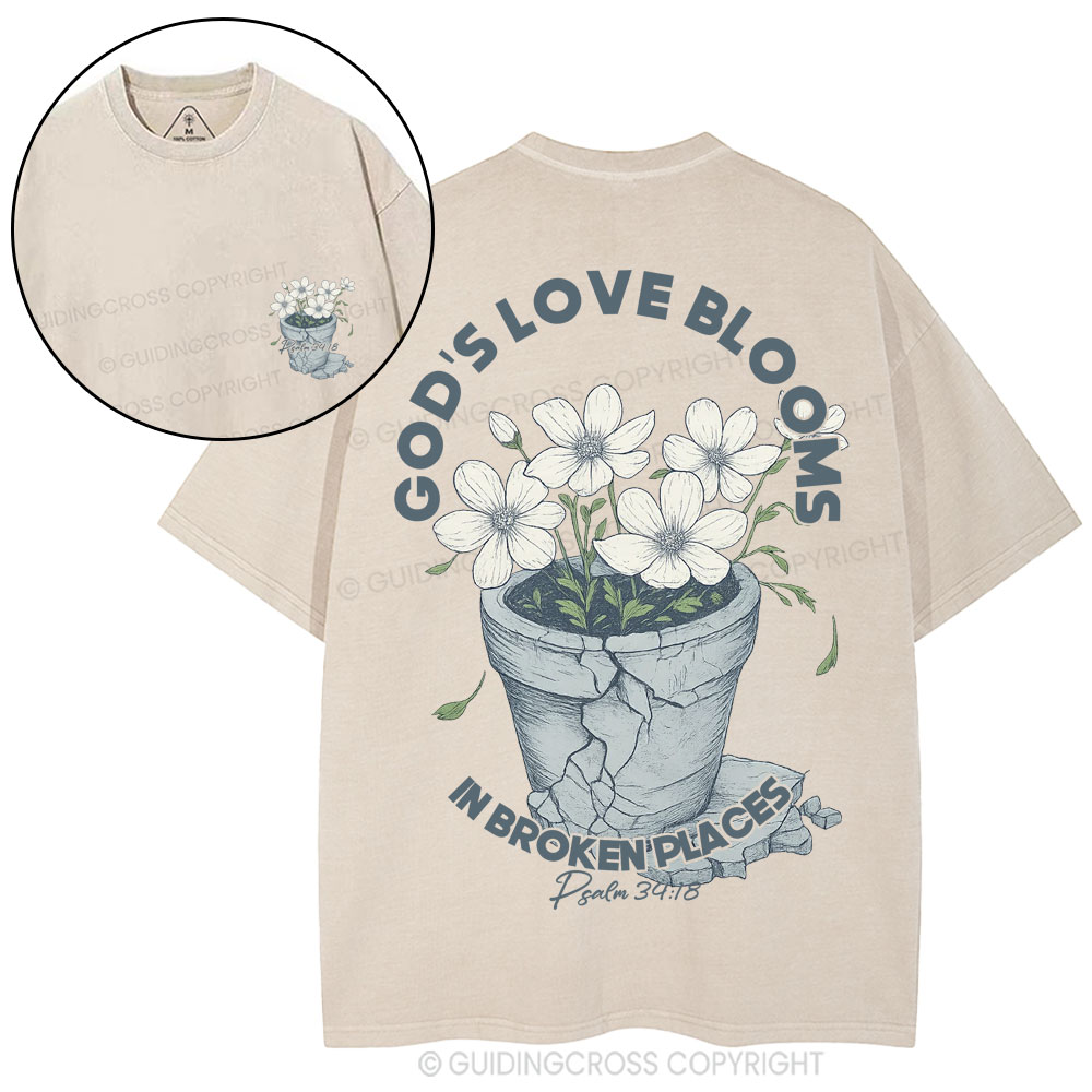 God's Love Blooms Christian Washed T-Shirt