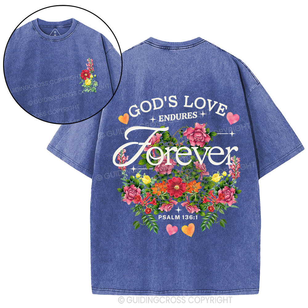 God's Love Endures Christian Washed T-Shirt