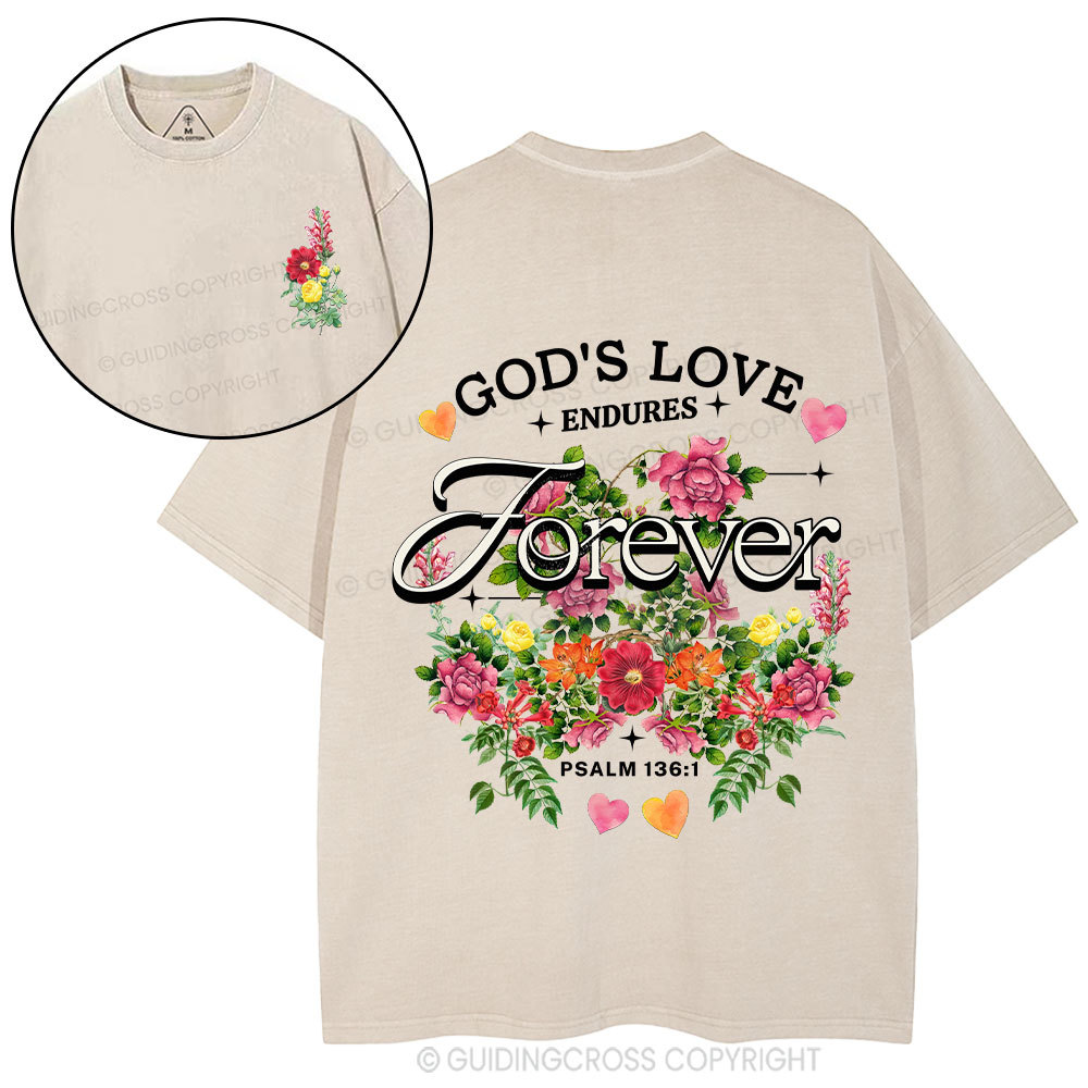 God's Love Endures Christian Washed T-Shirt